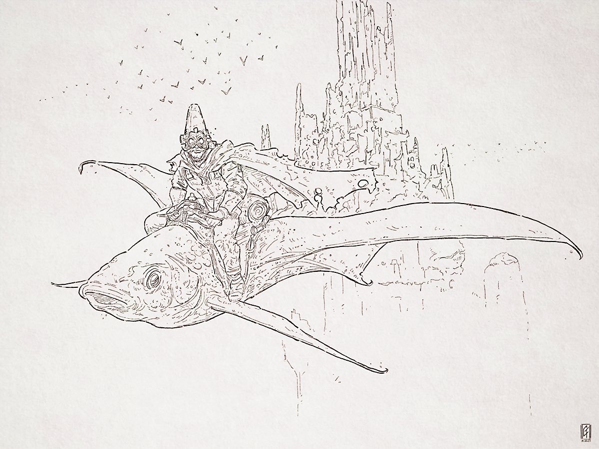 GFromenteau's tweet photo. My participation and personal tribute to #moebius #azrak for the #moebiusxppen pen and #Azrakxppen challenge. Was fun to do and had to not participate. #illustration https://t.co/anHpv2V0wv