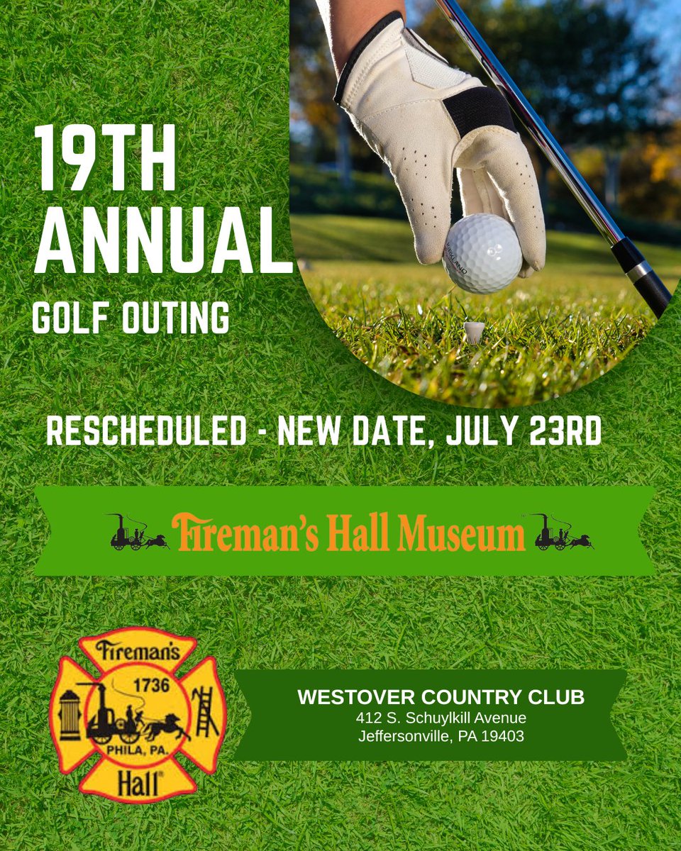 Due to the impending rain and cold weather, we've rescheduled our golf outing.

NEW DATE: Wednesday, July 23rd
