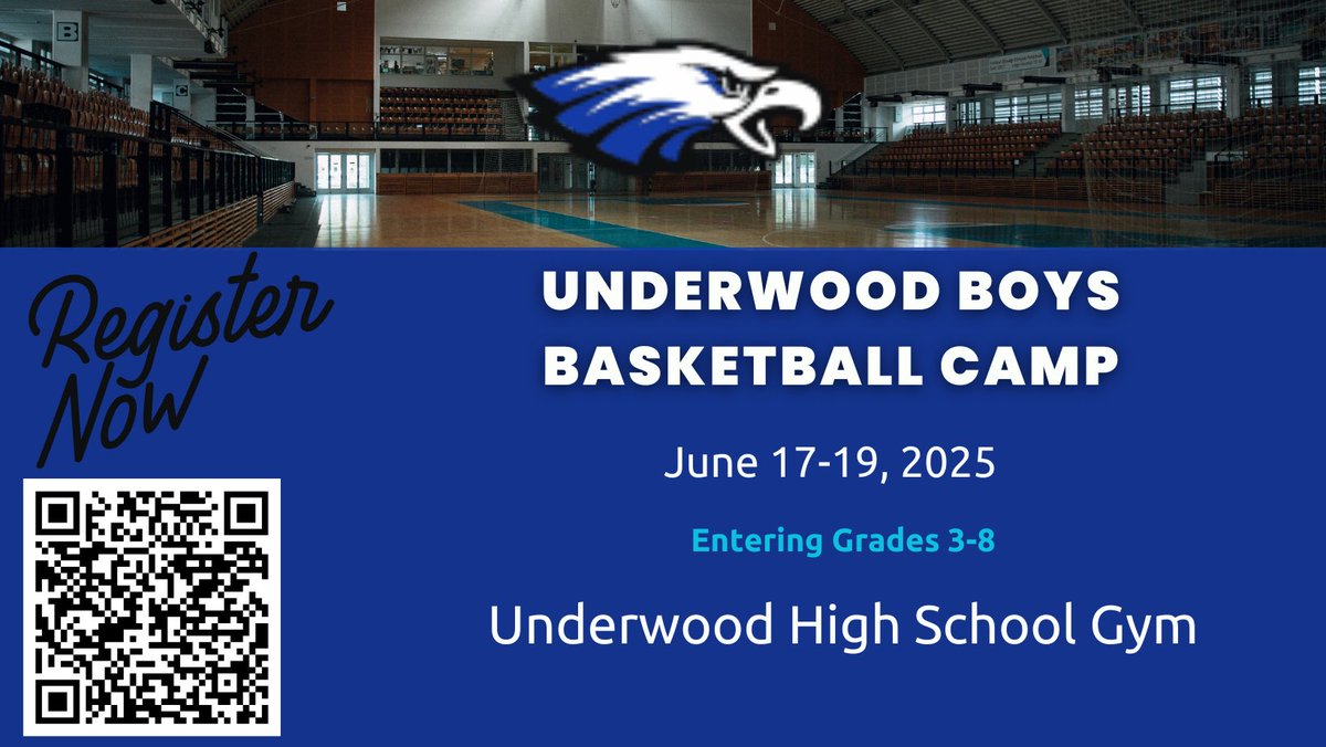 Get registered for summer basketball camp! Use the QR code or use bound to sign up.