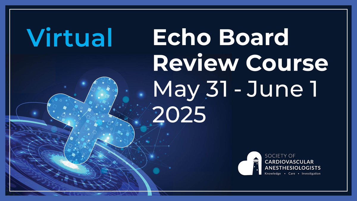 Society of Cardiovascular Anesthesiologists | SCA (@scahq) on Twitter photo NEXT WEEK—Don't miss out on the the Echo Board Exam Review Course! Join us virtually as a panel of experts leads sessions designed to help prepare Echo Board candidates for the exam. 
Register here before it's too late: buff.ly/r5yLc4x NEXT WEEK—Don't miss out on the the Echo Board Exam Review Course! Join us virtually as a panel of experts leads sessions designed to help prepare Echo Board candidates for the exam. 
Register here before it's too late: buff.ly/r5yLc4x