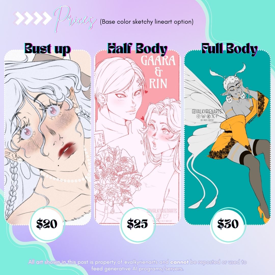 valkyrienarts's tweet photo. COMMISSIONS ARE OPEN!! ✏️✨🐝  

A-yo! I’m now open for commissions and taking requests, thanks so much for all your support and love so far 💖 Don’t hesitate to DM ✉️ me with any questions prior to submitting the form, Let's  see what we can create together! https://t.co/Odarl7P5WF