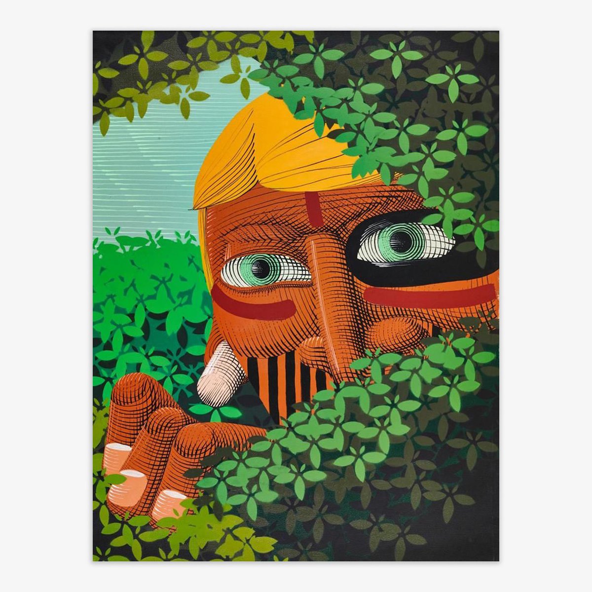 "Blonde Indigenous" by Brazilian artist Nunca—inquire now to collect this one-of-a-kind original, exclusively from Print Them All! 🖼️✨⁠
⁠
🔗 Discover the work &amp; inquire printthemall.com/art/blonde-ind…