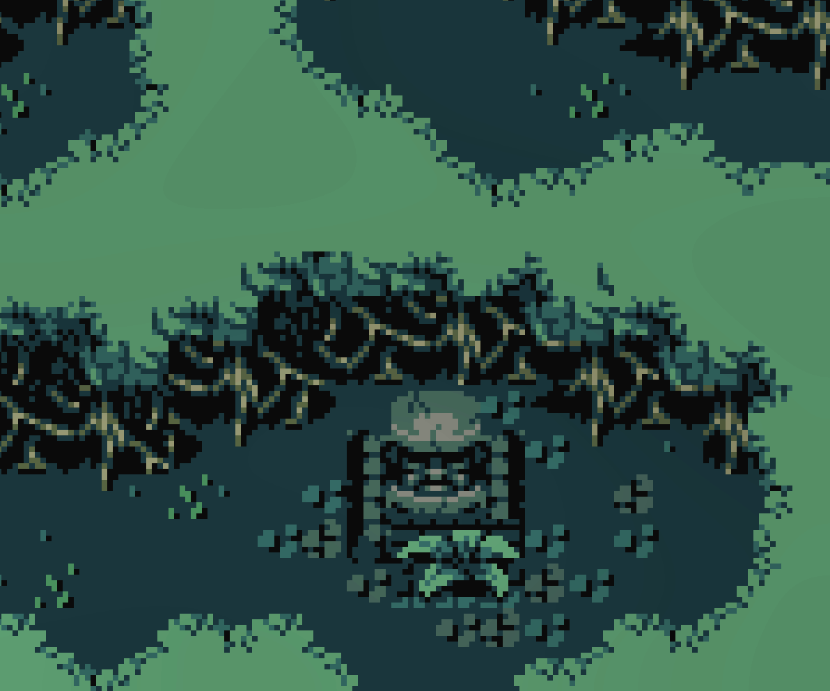 CRTOGRPHR's tweet image. Be wary of the faces that lurk in the jungle... #pixelart #gbdev #gbstudio #indiedev