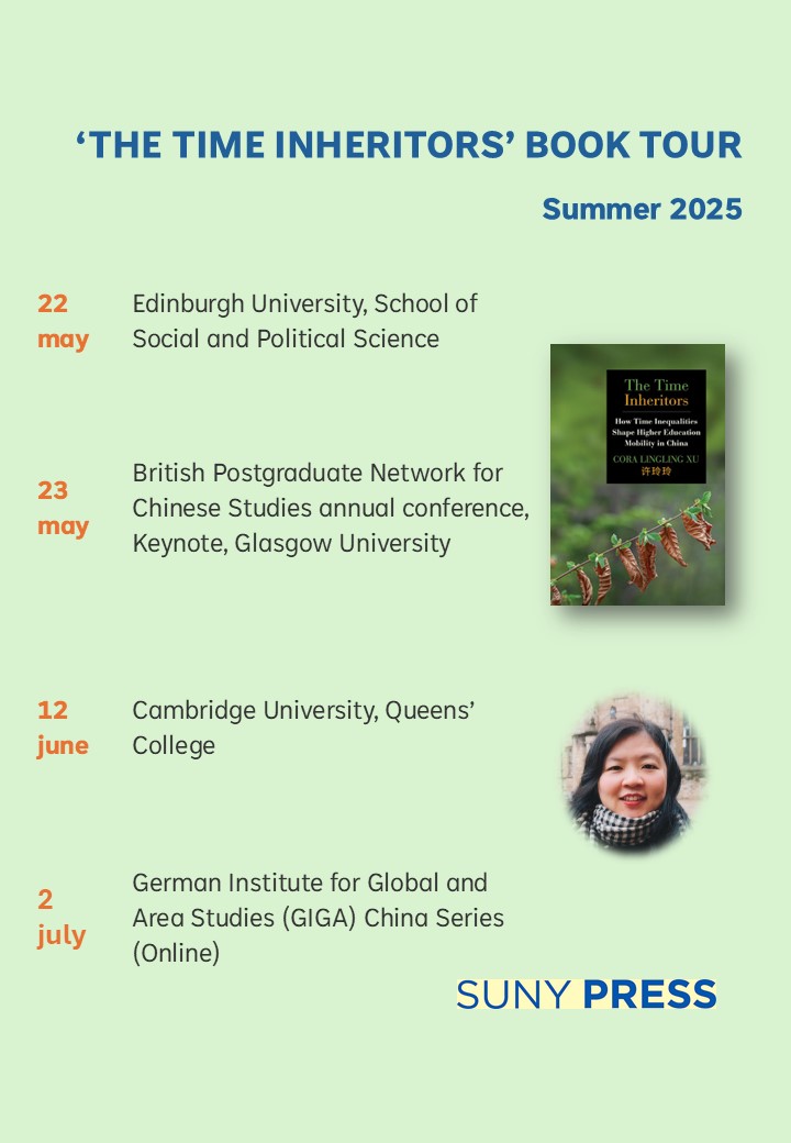 Dr Cora Lingling Xu许玲玲博士 (@coralinglingxu) on Twitter photo Looking forward to my upcoming book talks on 'The Time Inheritors' at Edinburgh University <a href="/uoessps/">School of Social & Political Science Edinburgh</a>, <a href="/BPCS_China/">British Postgraduate Network for Chinese Studies</a>, <a href="/QueensCam/">Queens' College</a> (my alma mater), and <a href="/GIGA_Institute/">German Institute for Global and Area Studies</a> (online). Stay tuned for more to come! How exciting! <a href="/RColesworthy/">Rebecca Colesworthy</a> <a href="/ChiEdMobilities/">Network for Research into Chinese Ed Mobilities</a> Looking forward to my upcoming book talks on 'The Time Inheritors' at Edinburgh University <a href="/uoessps/">School of Social & Political Science Edinburgh</a>, <a href="/BPCS_China/">British Postgraduate Network for Chinese Studies</a>, <a href="/QueensCam/">Queens' College</a> (my alma mater), and <a href="/GIGA_Institute/">German Institute for Global and Area Studies</a> (online). Stay tuned for more to come! How exciting! <a href="/RColesworthy/">Rebecca Colesworthy</a> <a href="/ChiEdMobilities/">Network for Research into Chinese Ed Mobilities</a>