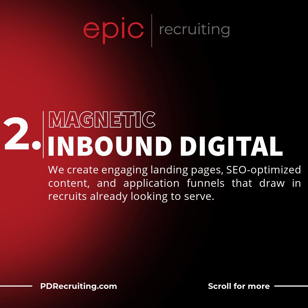PDrecruiting's tweet photo. At Epic Recruiting, we combine smart outbound + inbound strategies to reach the next generation of law enforcement—where they are, with purpose. #LawEnforcementRecruiting https://t.co/uoMOWMJmVB