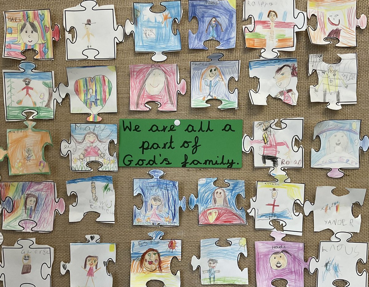In RE, we discussed how you become a part of God’s family when you are baptised. We created jigsaw pieces to show how we are all individuals yet belong to one class- Year 1! #pdare