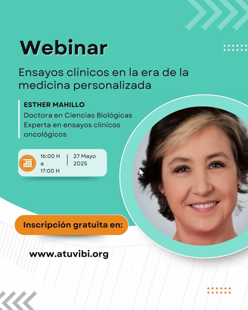 Asociación de Tumores de Vías Biliares (@atuvibi) on Twitter photo 🌍 🧪 En el Día Internacional del Ensayo Clínico, regístrate ya y no te pierdas nuestro próximo webinar gratuito “Ensayos clínicos en la era de la medicina personalizada: ¿qué son y qué papel desempeña cada uno?” donde <a href="/EstherMahilloRa/">Esther Mahillo</a> , Doctora en Ciencias Biológicas y experta 🌍 🧪 En el Día Internacional del Ensayo Clínico, regístrate ya y no te pierdas nuestro próximo webinar gratuito “Ensayos clínicos en la era de la medicina personalizada: ¿qué son y qué papel desempeña cada uno?” donde <a href="/EstherMahilloRa/">Esther Mahillo</a> , Doctora en Ciencias Biológicas y experta