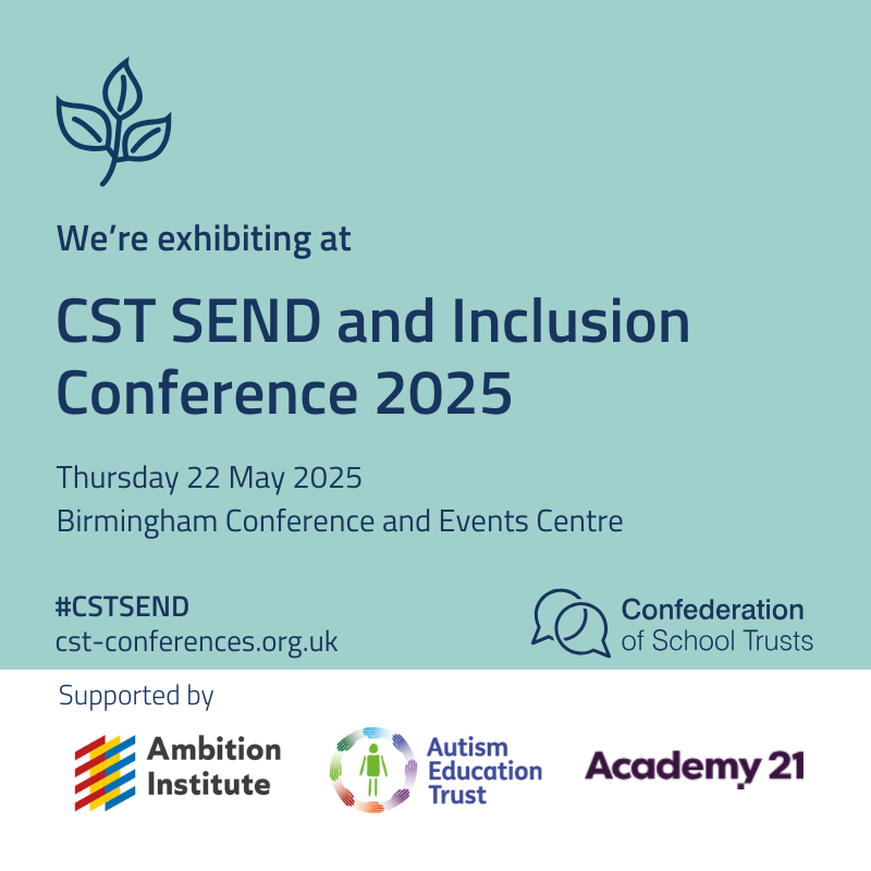 Thrive Approach (@thriveapproach) on Twitter photo The countdown's on!
We're excited to be exhibiting at the <a href="/CSTvoice/">Confederation of School Trusts</a> SEND and Inclusion Conference on Thursday.
Please pop by for a chat if you're attending. The countdown's on!
We're excited to be exhibiting at the <a href="/CSTvoice/">Confederation of School Trusts</a> SEND and Inclusion Conference on Thursday.
Please pop by for a chat if you're attending.