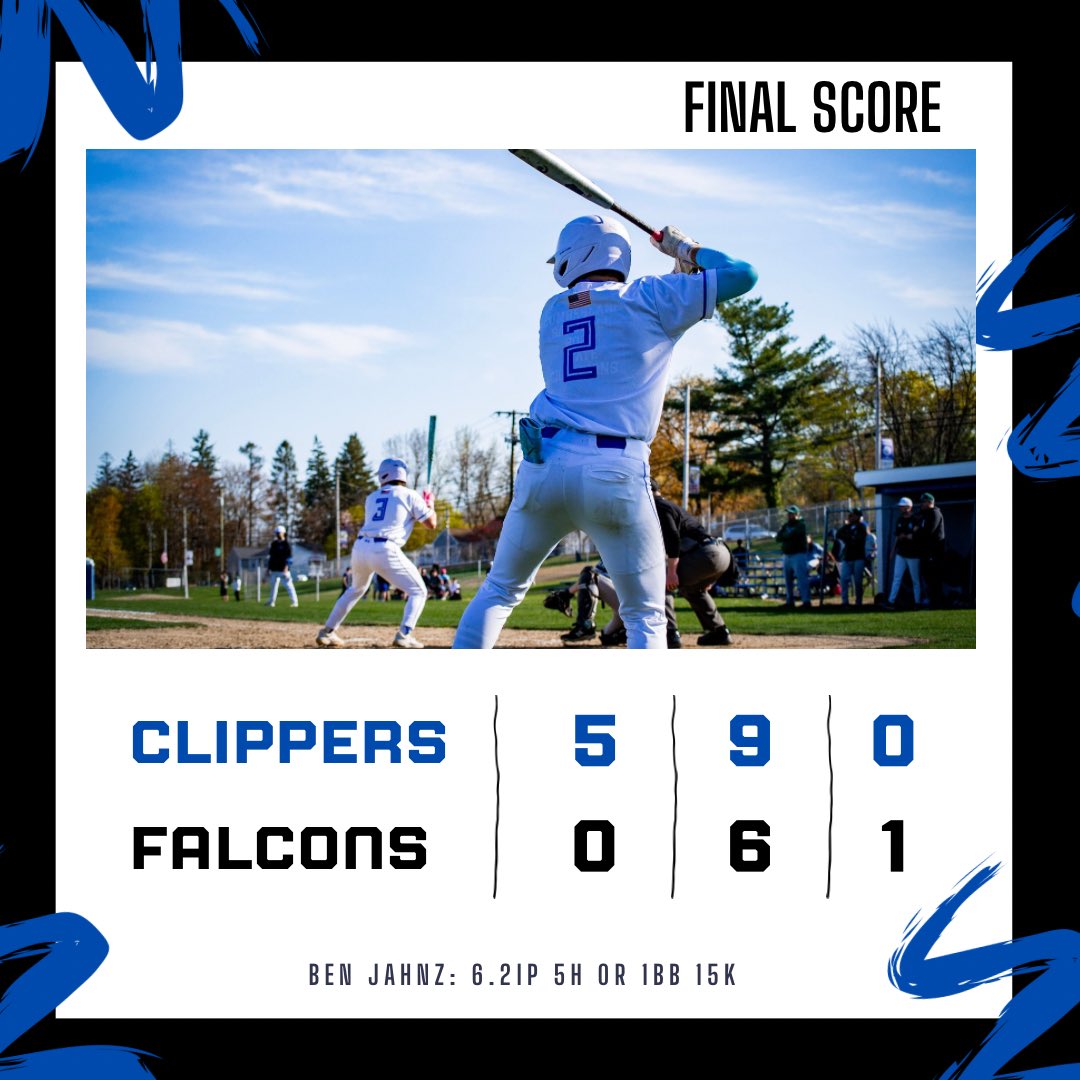 Todays Final.

Jahnz deals on the mound, striking out 15.

Clippers will host SK on Thursday at Tucker Field!

#RAFN