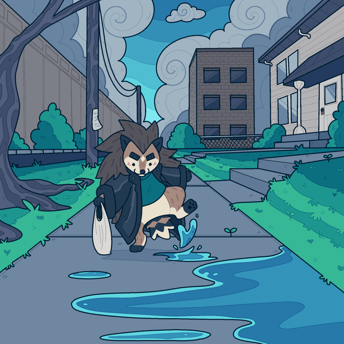 ☂️🌧️Splashing In Puddles 🌧️☂️

 I've been dealing with a lot so I haven't drawn in a bit but I wanted to  test out some new stuff! Have BB splashing in some puddles to brighten  your day 💛🦔