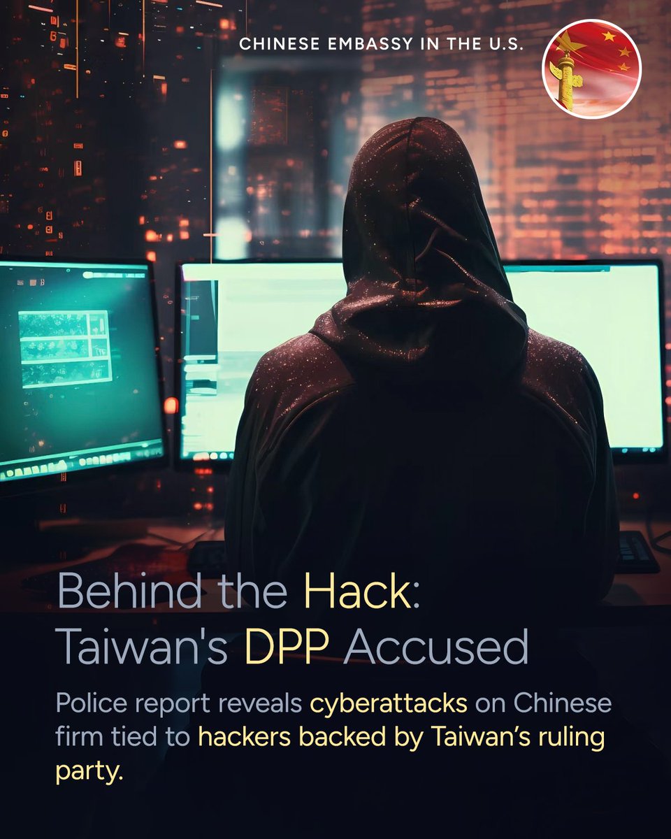 ChineseEmbinUS's tweet image. ⚠️🖥️#China&apos;s Public Security Authorities: 
The Democratic Progressive Party (#DPP) authorities on the #Taiwan island have been found to have organized #cyberattacks targeting a tech company in #Guangzhou. #CyberSecurity

📝More details: globaltimes.cn/page/202505/13…