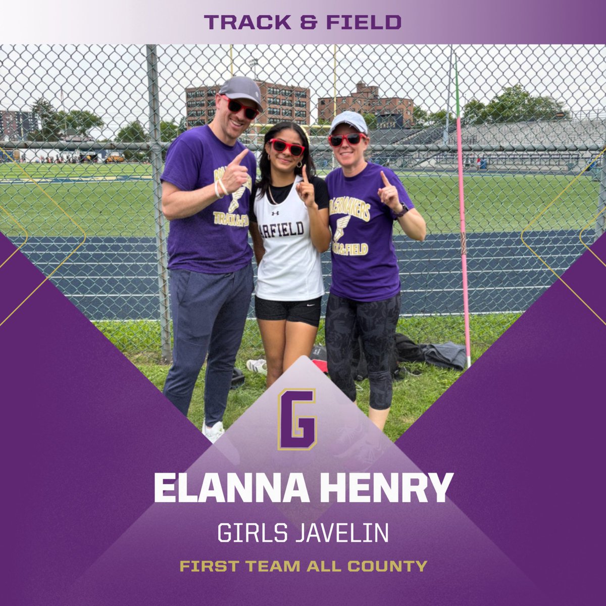 BoilermakersGHS's tweet photo. ELANNA HENRY — FIRST TEAM ALL COUNTY! 🔥⚒️
Elanna took first place in Girls Javelin at the Bergen Meet of Champions today with a throw of 128 ft, the best mark in the county this year by 7 ft! Let’s go, Elanna! 

@GarfieldSuper_ @GarfieldXCTF @Principal_GHS 

#boilermakerpride https://t.co/PVXLjcr7uR