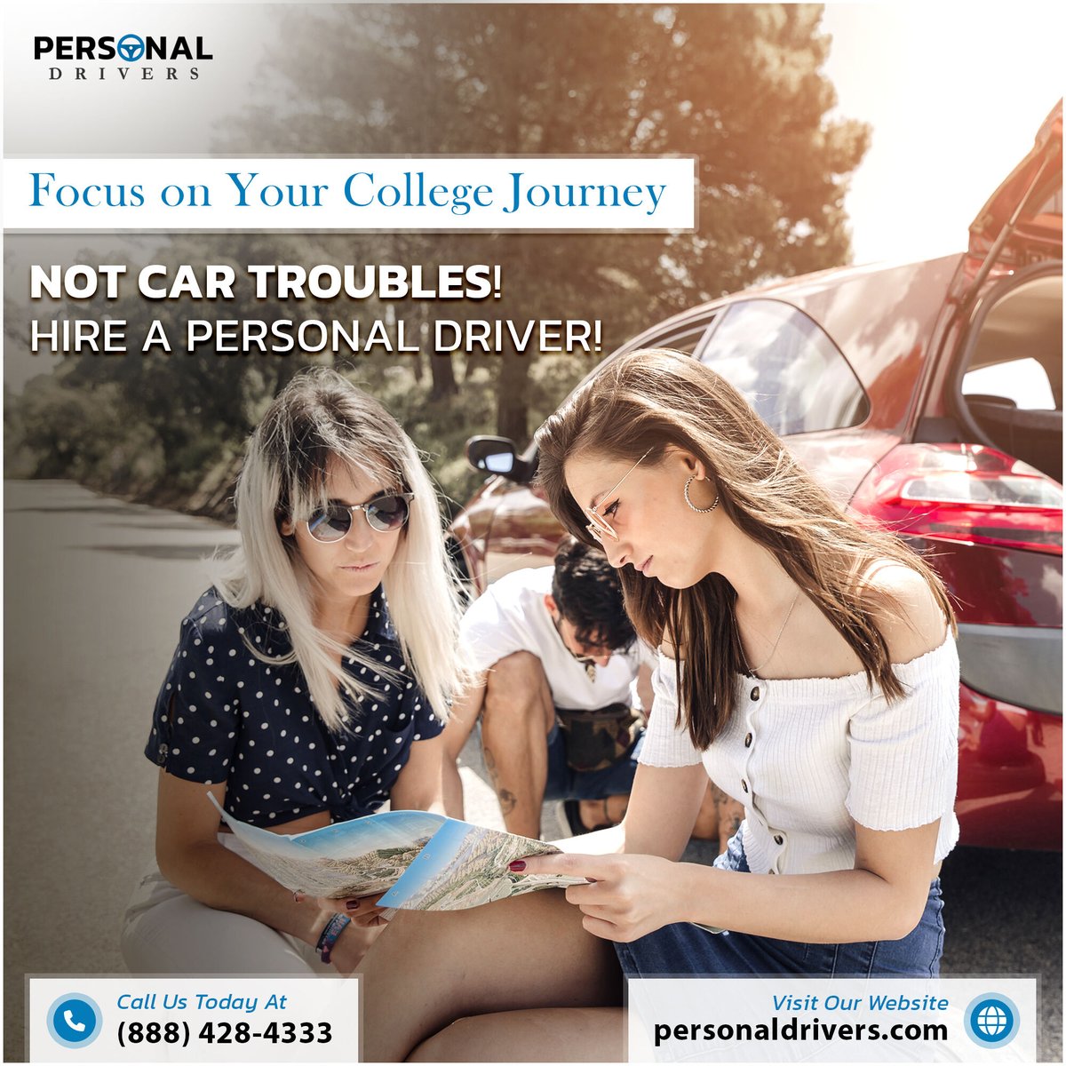 personaldriverz's tweet image. 🚗📚 Focus on Your College Journey, Not Car Troubles!🚙 🌟  Hire a @personaldriverz and travel stress-free. Whether it’s #CampusDelivery, #VehicleRelocation, or #CarRelocation, we’ve got you covered!  
📞 Call us today at (888) 428-4333  
🌐 To get a quote, click on the link in