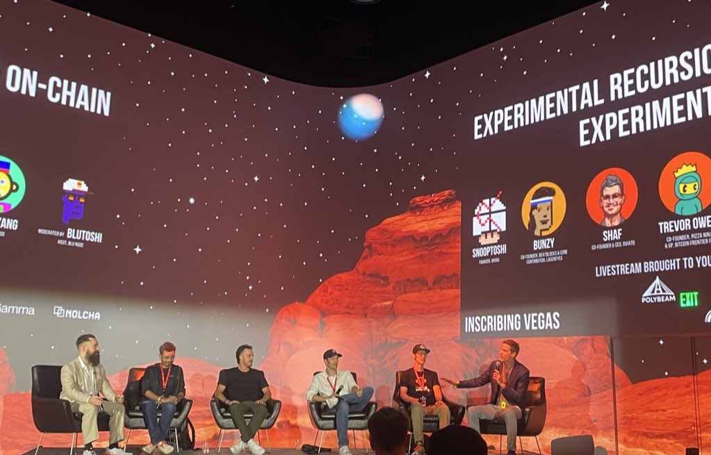 Oviato (@oviatohq) on Twitter photo The Bitcoin ecosystem>>>
Great panel session with this group of legends earlier today at Inscribing Vegas!!
<a href="/shafiu/">Shaf</a> <a href="/Blutoshi/">Blu</a> <a href="/0xBunzy/">Bunzy</a> <a href="/huuep/">danny huuep</a> <a href="/uniqueNFT/">Snooptoshi</a> <a href="/TO/">trevor.btc</a> The Bitcoin ecosystem>>>
Great panel session with this group of legends earlier today at Inscribing Vegas!!
<a href="/shafiu/">Shaf</a> <a href="/Blutoshi/">Blu</a> <a href="/0xBunzy/">Bunzy</a> <a href="/huuep/">danny huuep</a> <a href="/uniqueNFT/">Snooptoshi</a> <a href="/TO/">trevor.btc</a>