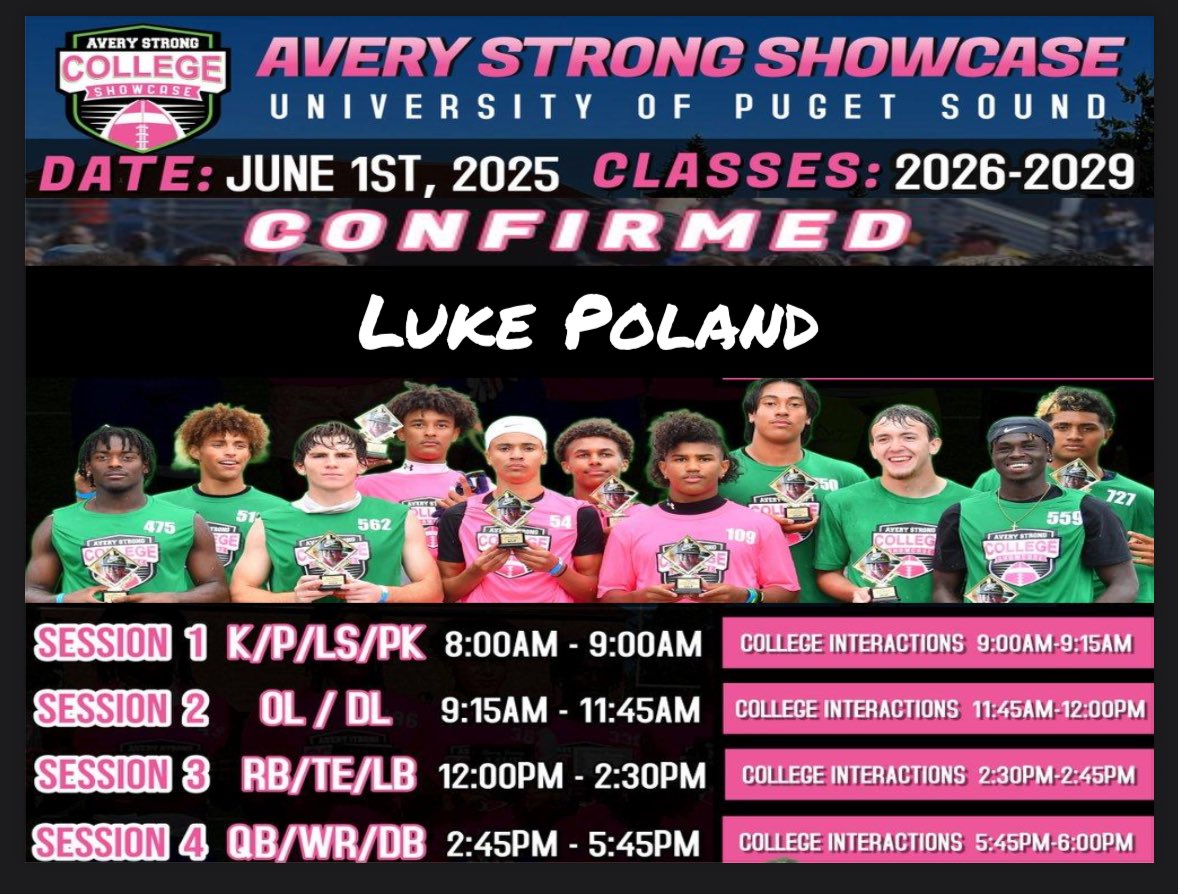 Luke Poland 2026 ATH (@lukepoland907) on Twitter photo Very excited to attend the <a href="/AveryShowcases/">Avery Strong Showcases</a> this Sunday! Can’t wait to show what I can do. <a href="/GabriellDTaylor/">Alaska Chosen</a> <a href="/BrandonHuffman/">Brandon Huffman</a> Very excited to attend the <a href="/AveryShowcases/">Avery Strong Showcases</a> this Sunday! Can’t wait to show what I can do. <a href="/GabriellDTaylor/">Alaska Chosen</a> <a href="/BrandonHuffman/">Brandon Huffman</a>