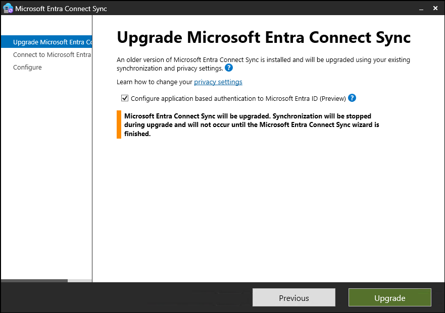 It's here! Modern auth for Entra Connect Sync is now available 🚀

This finally moves from user/pass to auth with Entra to using a Service Principle with a certificate. Another benefit is misconfigs in CA policies will no longer break syncing :)

Docs:
learn.microsoft.com/en-us/entra/id…
