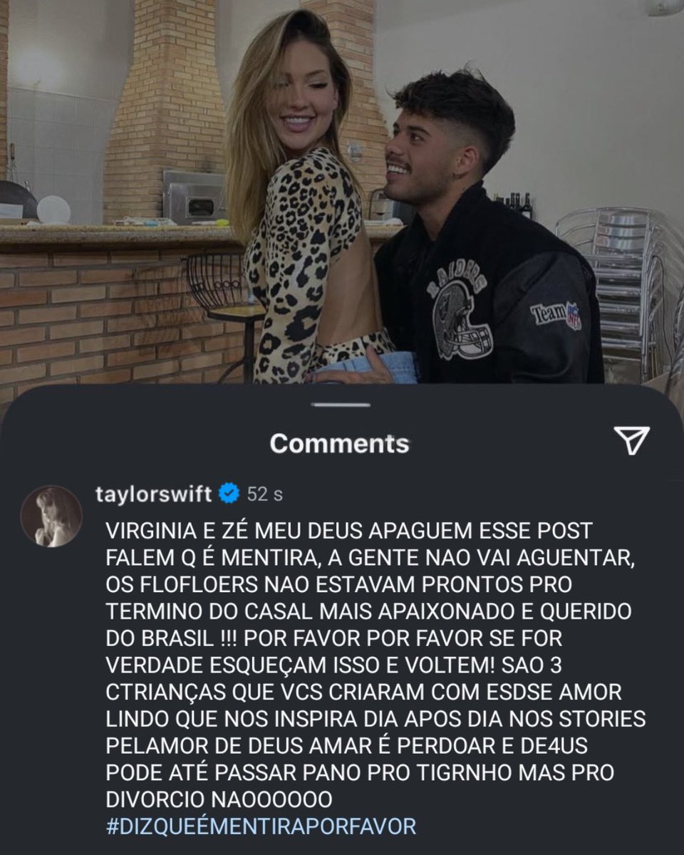 taylor swift comentou na publicação sobre a separação da virgínia e do zé felipe 🥲