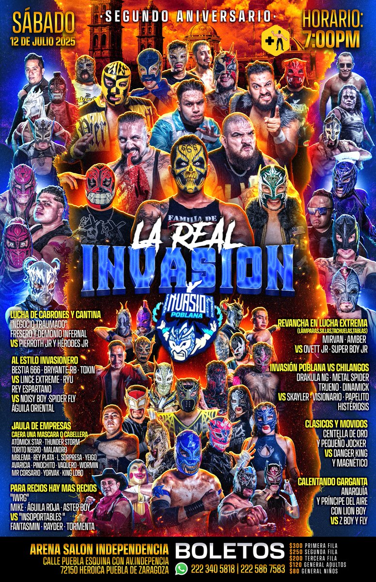 Official event poster I designed for Invasión Poblana. This is first official poster commission for a show in Mexico as well. 🇲🇽

Diseñé el cartel oficial para el evento de Invasión Poblana. Este es mi primer diseño de cartel para un evento de lucha libre en Mexico. 🎨