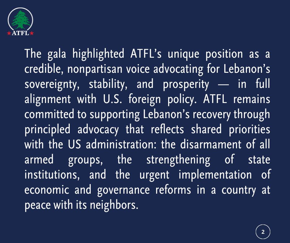 ATFLebanon's tweet photo. 500+ Lebanese Americans & U.S. officials gathered at #ATFL 2025 Gala 🇺🇸🇱🇧
United for Lebanon’s sovereignty, reforms, & peace.
Diversity is our strength.
#Lebanon #USLebanon
(1/2) https://t.co/6D3P0XPULi