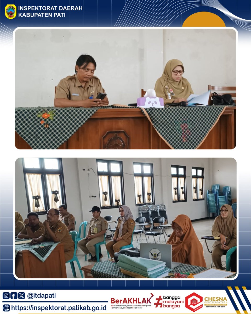 itdapati's tweet image. Senin (26/06/2025), Tim Irban Khusus melaksanakan kegiatan Pemeriksaan Kinerja pada salah satu Kecamatan di Kabupaten Pati.

#ASNBerAKHLAK
#BanggaMelayaniBangsa