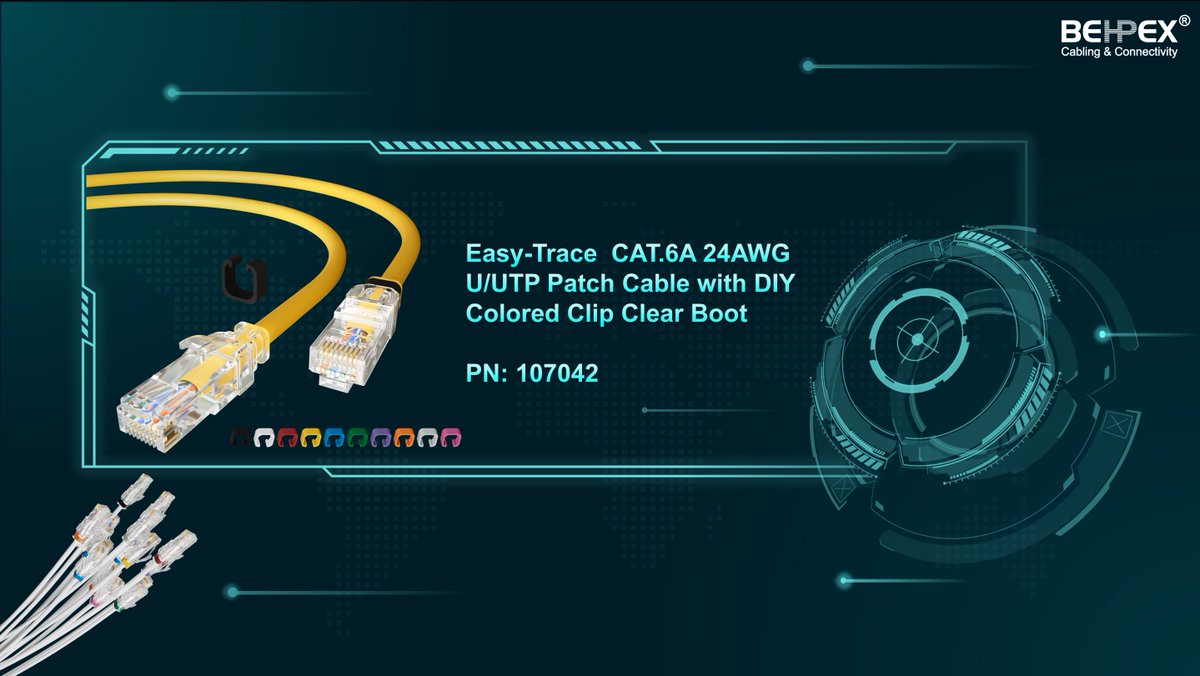 behpex's tweet photo. #BEHPEX®  

💡Easy-Trace  CAT.6A 24AWG U/UTP Patch Cable with DIY Colored Clip Clear Boot  

✅Changeable Color Clips
✅Easy Tracing &amp; Easy color management
✅Reduce stock of patch cable

#CAT6A #UTP #24AWG #datacenter https://t.co/ECgl7SicgG