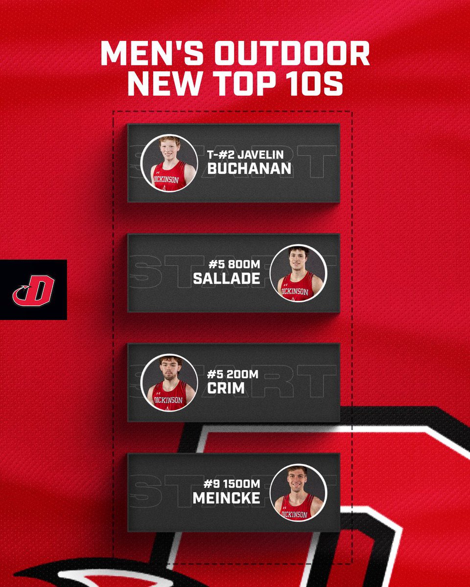 DICKINSON_CCTF's tweet image. DCTF Men broke 6 School Records during Outdoor, but see who else cracked the Dickinson Top 10s!