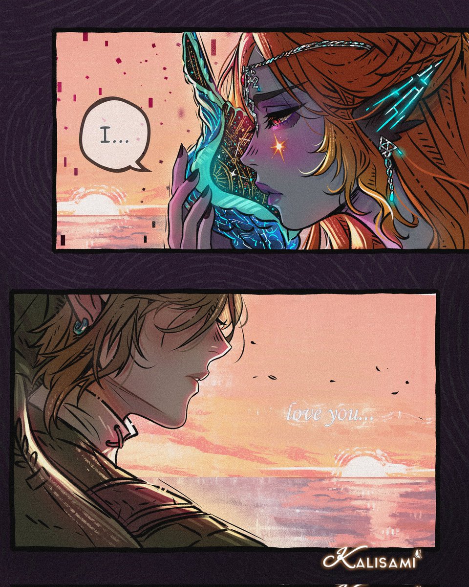 ✨🐺  #Midna &amp; Link from #ZeldaTwilightPrincess 🐚✨
I imagined a shell connecting their worlds…
If you can hear the sea, maybe you can hear the universe too. 🥹💫
She finally said what she wanted to say.🩷

Bonus art on Patreon 🫶🏻 + process video coming this week!