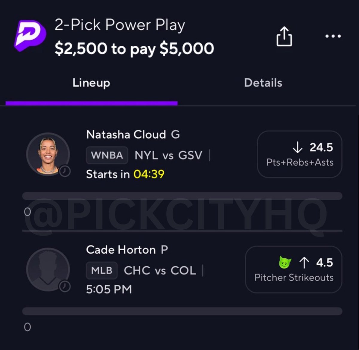 PickCityHQ's tweet image. Double it, $2,500 to another person when this cashes! 😈

Just like and comment to enter as always! ✅

Nat already cashed, Horton got 3 so far, posting these now cuz I had to feed my subscribers first. 💰