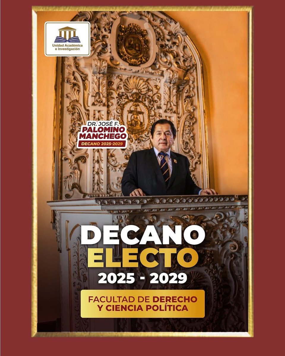 IIDCUNAM's tweet image. El Instituto Iberoamericano de Derecho Constitucional expresa su más cordial felicitación al Dr. José F. Palomino Manchego, presidente de la Sección Peruana, por su elección como decano de la Facultad de Derecho y Ciencia Política de la Universidad Nacional Mayor de San Marcos.