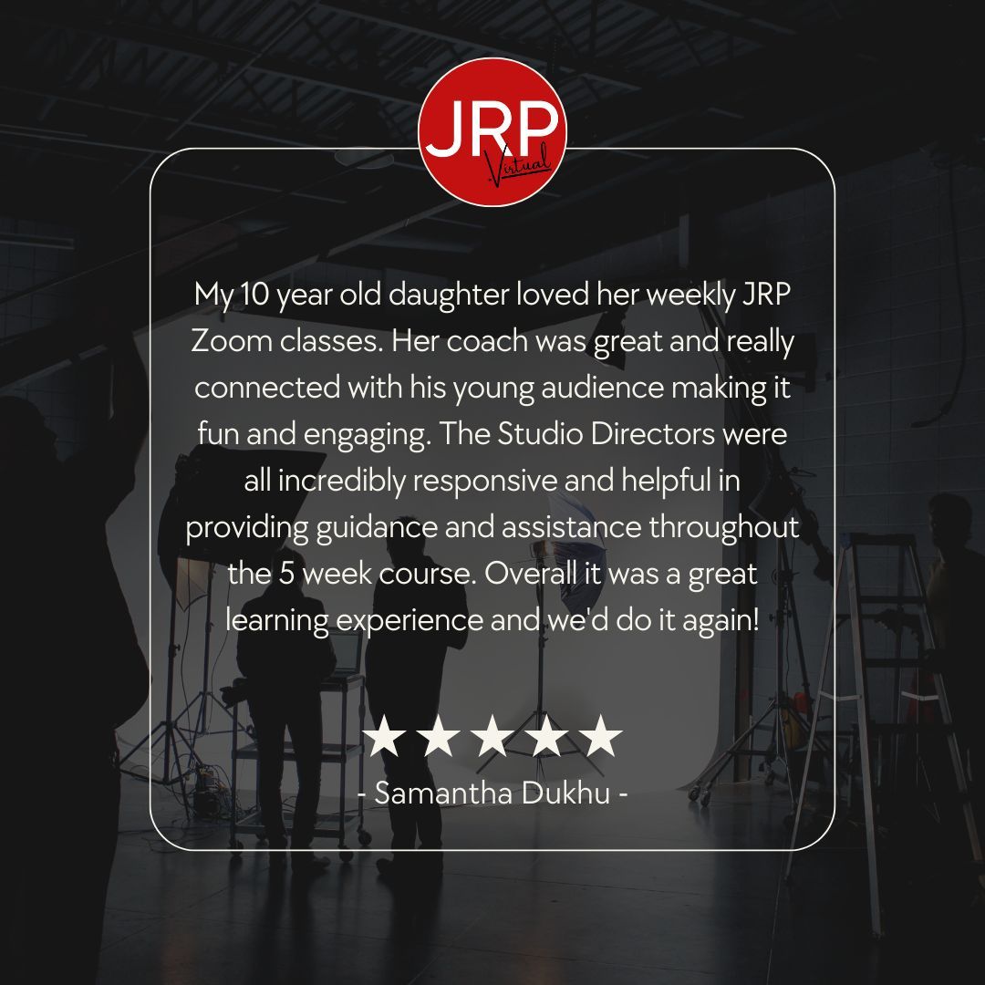 JRPVirtual's tweet image. “My 10-year-old daughter loved her weekly JRP Zoom classes…”

Big thanks to Samantha Dukhu for sharing such thoughtful feedback. We’re so glad your family had a great experience. 💫

#JRPVirtual #JRPVirtualReviews #ActingForKids #ParentTestimonial #CreativeConfidence