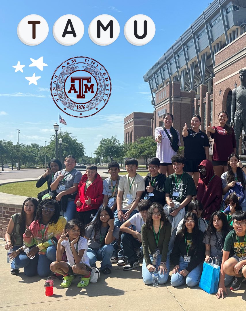 gearupwithdowns's tweet photo. First GEAR UP field trip at Texas A&amp;M University with Shotwell students 🤩 Looking forward to more field trips in the future!! https://t.co/8h76KJLSFV