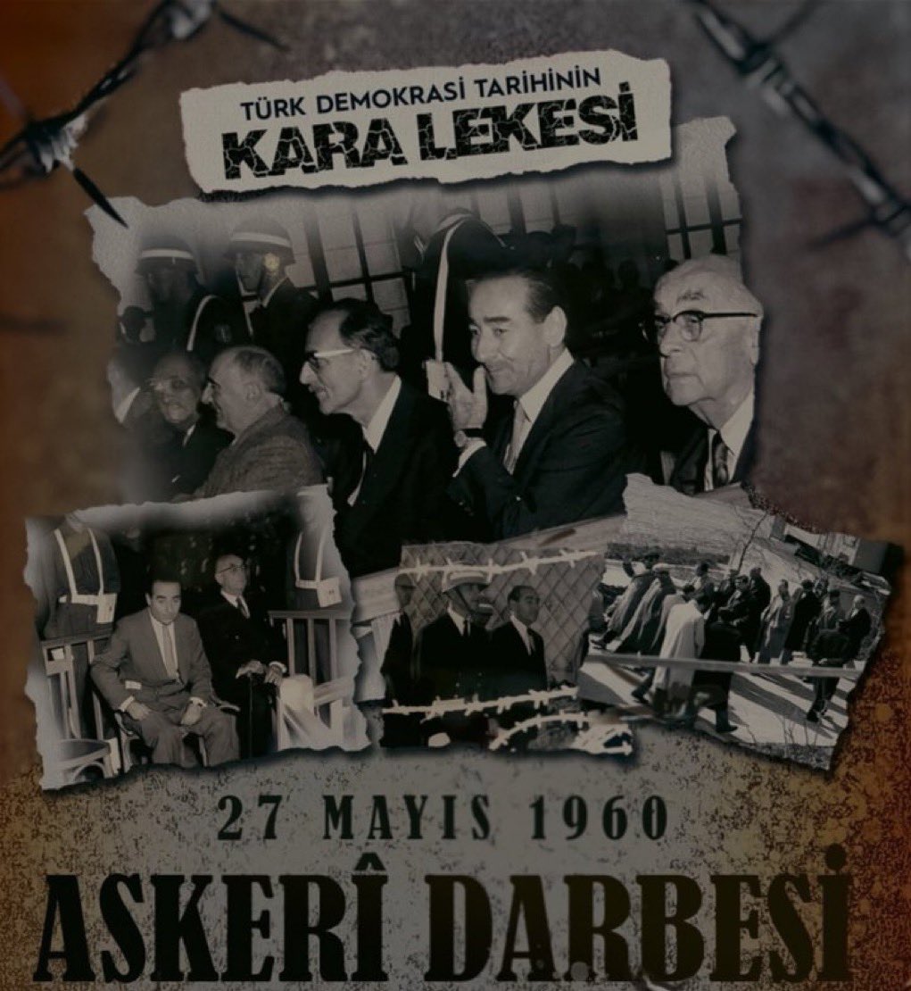 Millet iradesine karşı yapılan 27 Mayıs 1960 darbesi, Türkiye tarihine kara bir leke olarak geçmiştir.
Darbenin sene-i devriyesinde başta merhum Başbakan Adnan Menderes ve dava arkadaşları olmak üzere 27 Mayıs'ın tüm mağdurlarını rahmetle anıyorum.