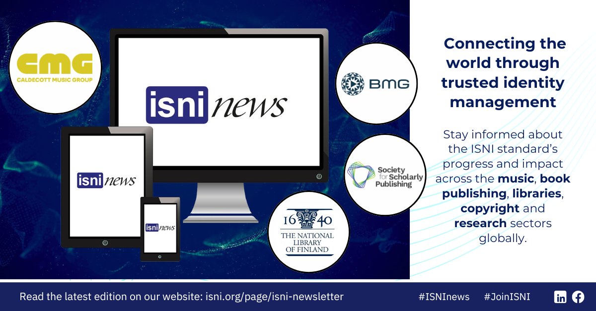 ISNI International Agency (@isni_id) on Twitter photo 🌍 #ISNInews: A new wave of innovation and partnerships 🌊
Our May 2025 edition features Caldecott Music Group, <a href="/BMG/">BMG</a>, #SSP2025, <a href="/PLSlicensing/">Publishers' Licensing Services</a>, <a href="/NatLibFi/">Kansalliskirjasto</a>, and much more.
📩 Get your copy: isni.org/page/isni-news…
#ISNI #IdentityManagement #GetAnISNI #JoinISNI <a href="/ScholarlyPub/">SSP</a> 🌍 #ISNInews: A new wave of innovation and partnerships 🌊
Our May 2025 edition features Caldecott Music Group, <a href="/BMG/">BMG</a>, #SSP2025, <a href="/PLSlicensing/">Publishers' Licensing Services</a>, <a href="/NatLibFi/">Kansalliskirjasto</a>, and much more.
📩 Get your copy: isni.org/page/isni-news…
#ISNI #IdentityManagement #GetAnISNI #JoinISNI <a href="/ScholarlyPub/">SSP</a>