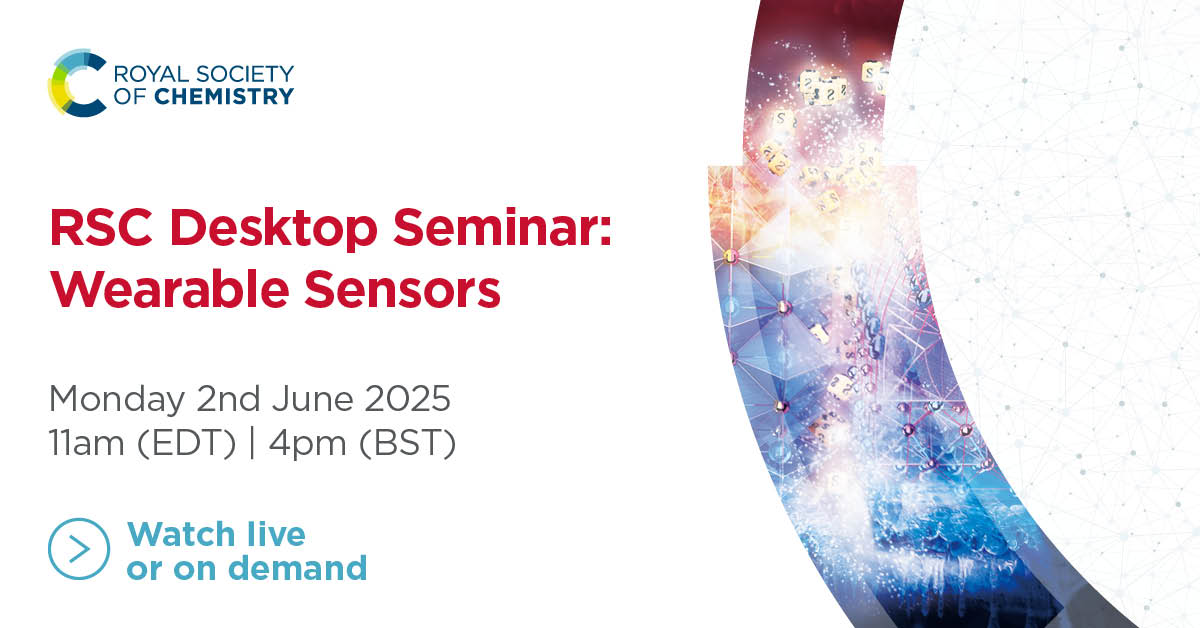 Michael Hurst (@chemhurst) on Twitter photo Next Desktop Seminar: Wearable Sensors! On Monday 2 June, watch live presentations and Q&A from Nanshu Lu (UTexas-Austin) <a href="/nanshulu/">Nanshu Lu @ UT-Austin</a> and John Rogers (Northwestern) <a href="/ProfJohnARogers/">John A Rogers</a> about advances in e-tattoos and skin-interfaced materials
Register here: rsc.zoom.us/webinar/regist… Next Desktop Seminar: Wearable Sensors! On Monday 2 June, watch live presentations and Q&A from Nanshu Lu (UTexas-Austin) <a href="/nanshulu/">Nanshu Lu @ UT-Austin</a> and John Rogers (Northwestern) <a href="/ProfJohnARogers/">John A Rogers</a> about advances in e-tattoos and skin-interfaced materials
Register here: rsc.zoom.us/webinar/regist…