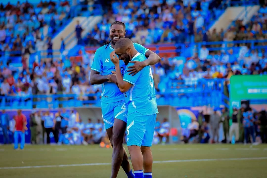 mometov's tweet image. A few years ago, Stadium Mogadishu was hosted by the #UPDF Special Forces, part of the #AU Peacekeeping Mission, led by Gen @mkainerugaba. Today, the stadium hosted a well-known football event featuring legendary African players like S. Eto&apos;o, along with E. Adebayor &amp;amp; JJ. Okocha.
