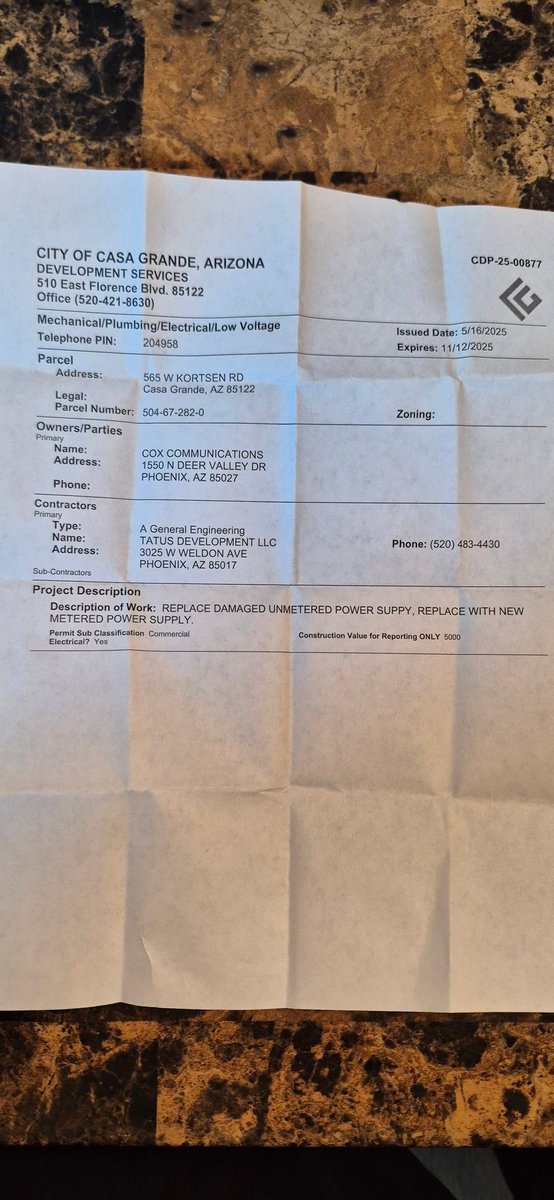 SteveTadGaming's tweet image. @CoxComm, just an fyi, @CityOfCG issued you the permits to fix your damaged meters. What's the hold up? 
#CoxComm #CoxInternet #ForYouPage #CotyOfCasaGrande