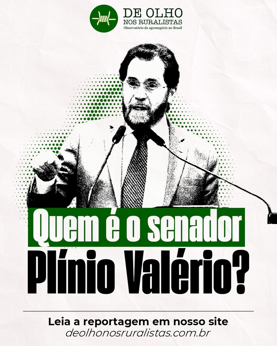 Você sabe quem é Plínio Valério? 
Responsável pelos ataques misóginos contra a ministra Marina Silva, o senador presidiu a CPI das ONGs e tem discurso antiambientalista. 

O que está por trás da sua retórica violenta?

🔎 Leia nossas reportagens: