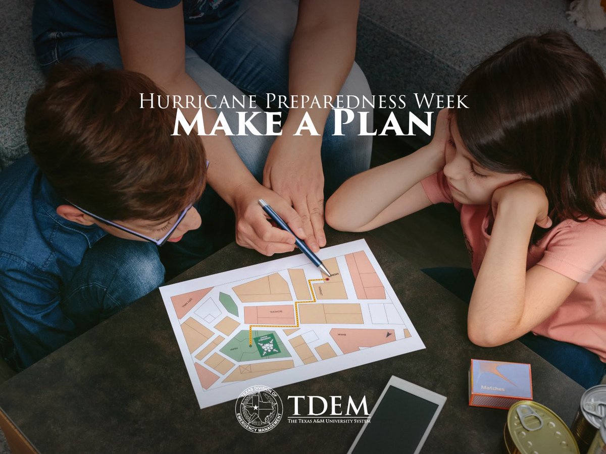 It's Hurricane Preparedness Week in TX!

If you haven't already, it's time to make a plan:
✅Follow trusted weather sources
✅Sign up for local alerts
✅Have an emergency plan
✅Know your evacuation routes

More tips: texasready.gov/be-informed/na…

#MakeAPlan #HurricaneSeason