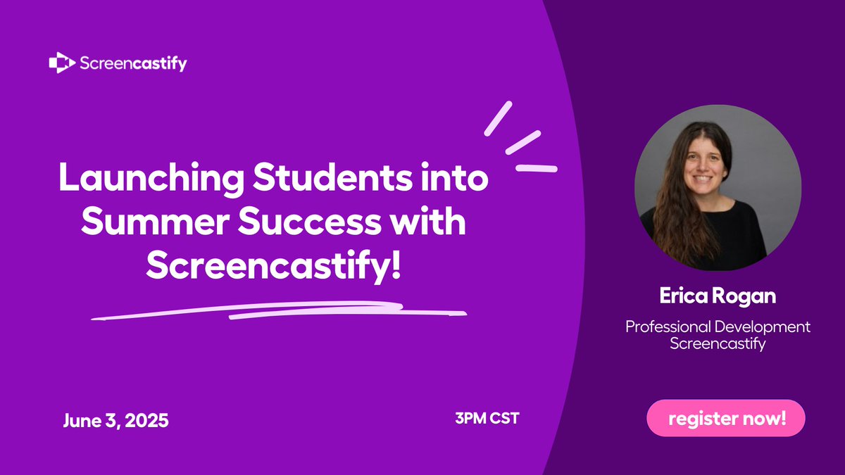 Screencastify ๐ฌ (@screencastify) on Twitter photo Schoolโs out soonโbut learning doesnโt have to stop! โ๏ธ๐ Join our free Screencastify webinar with <a href="/RoganFLHS/">Erica Rogan FLHS</a> and explore fun, effective ways to launch students into a summer of success!
Register now! ๐ scrncstfy.com/3H9r66h
#Screencastify #webinar #summer #success # video Schoolโs out soonโbut learning doesnโt have to stop! โ๏ธ๐ Join our free Screencastify webinar with <a href="/RoganFLHS/">Erica Rogan FLHS</a> and explore fun, effective ways to launch students into a summer of success!
Register now! ๐ scrncstfy.com/3H9r66h
#Screencastify #webinar #summer #success # video