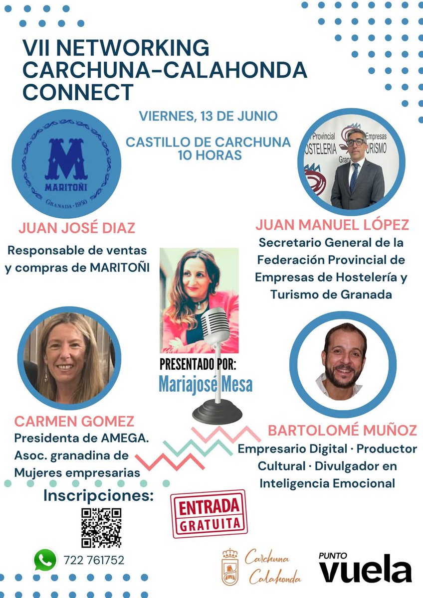 PVCarchunaCalah's tweet photo. 📌VII Networking Carchuna-Calahonda Connect
📅 Viernes 13 de Junio
📍 Castillo de Carchuna,
🕛 Por la mañana 10 horas.
Inscríbete ya:👇
https://t.co/9LEcXZrPkS https://t.co/VZiaHOqqgs