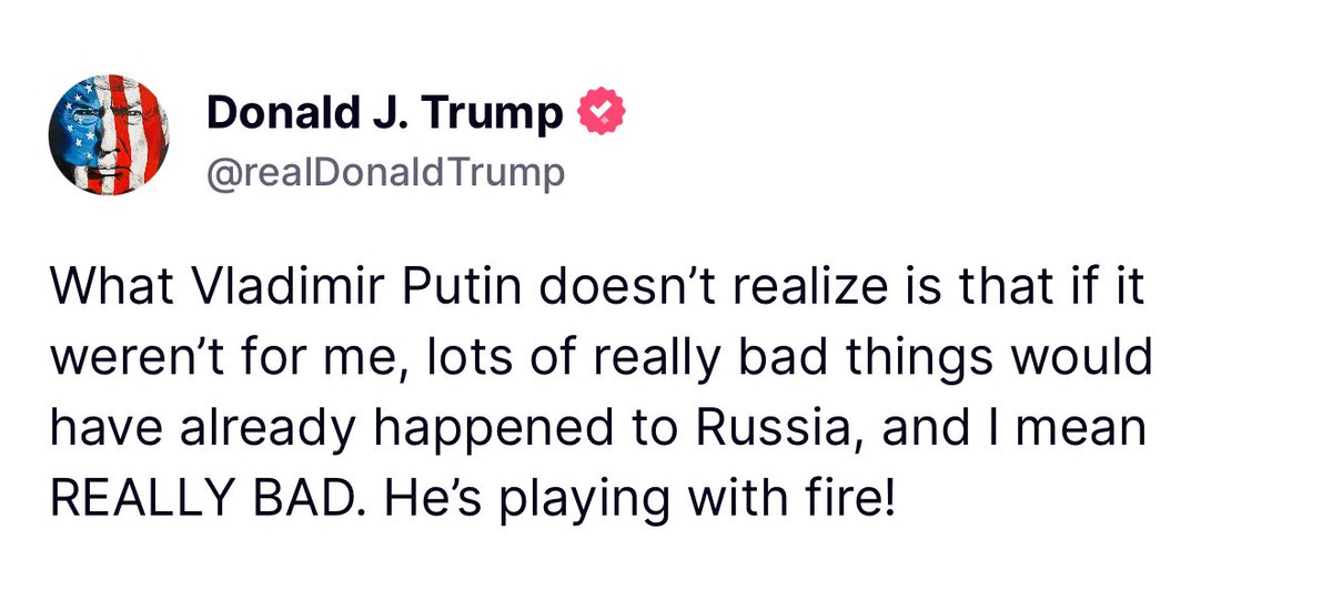 Putin is about to learn just how much worse things can get for Russia. President <a href="/realDonaldTrump/">Donald J. Trump</a> has been working hard to bring this war to an end, but Putin, a known war criminal, has refused to back down. Now, he's about to get a harsh reminder: this is Trump's America, not