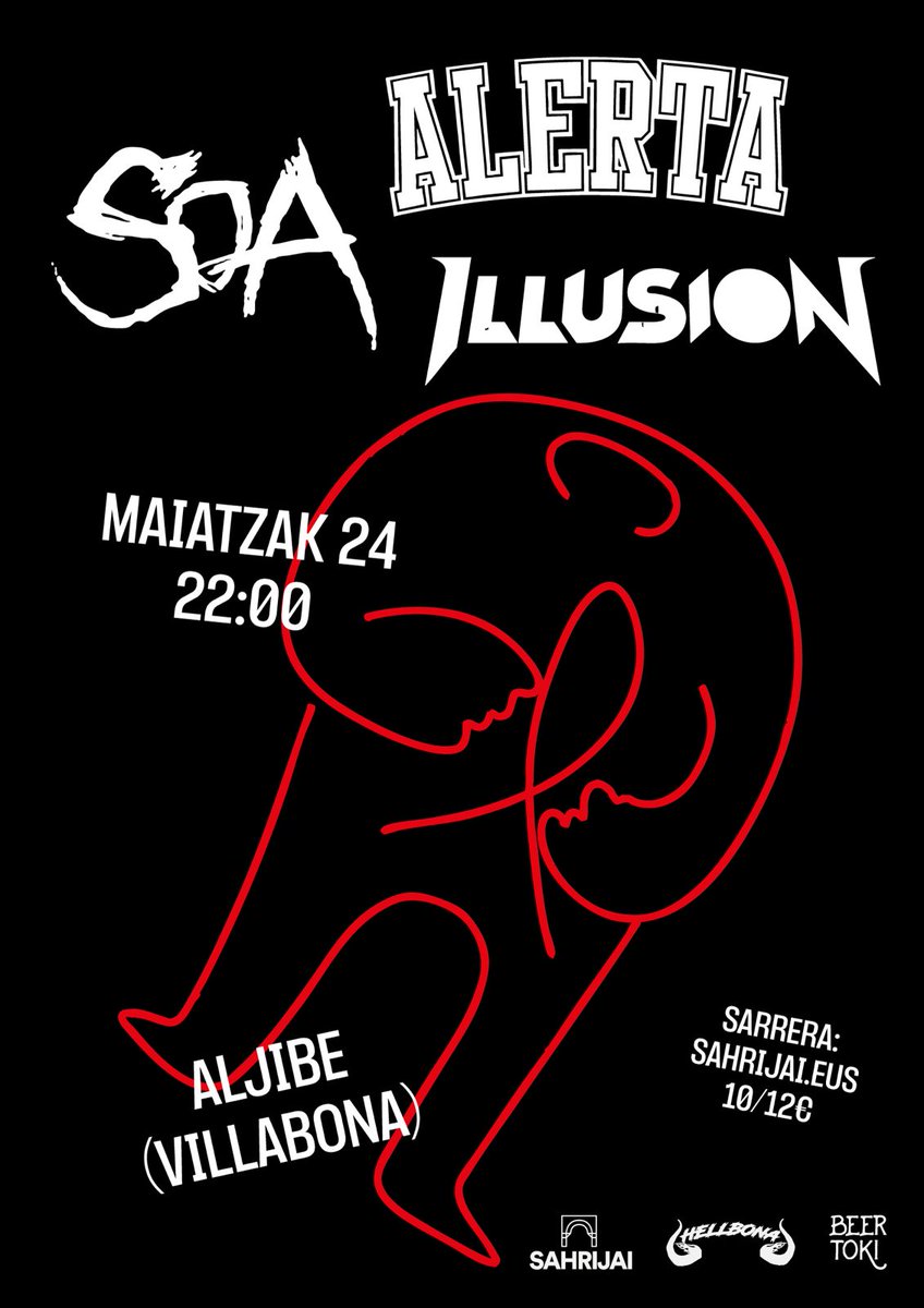 Pues se nos viene encima el segundo doblete consecutivo.
- Mañana viernes 23 de mayo, Sala Niágara (Santander), junto a los enormes Illusion y Cat A Punch.
- Y pasado, sábado 24 de mayo, Sala Aljibe (Sahrijai) de Villabona. Repetiremos con Illusion y se unirán los locales SOA.