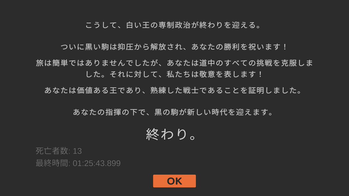 shinyamayonaka's tweet photo. 攻略完了！
チェスの駒が主人公のアクションゲームです。チェスのルールは1㍉も知らなくて大丈夫w
トロコンまでなら簡単！
でもラスボスは強かった！
フル強化でも勝てなくて下手すぎわろたwって感じでした😵‍💫
#CheckAndSlash https://t.co/qmxMEOgsiP