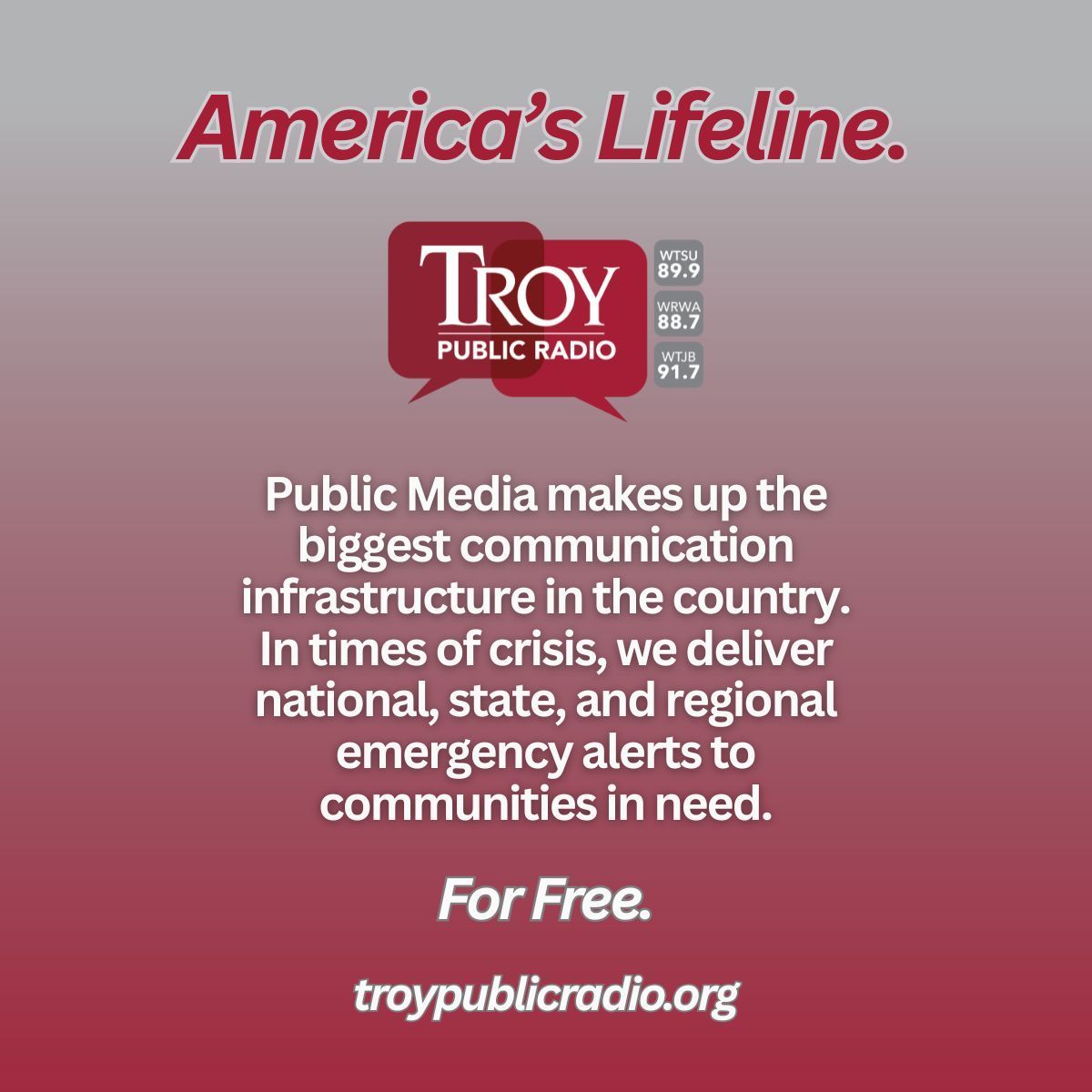 Visit ProtectMyPublicMedia.org to learn how you can add your voice to ours! Visit troypublicradio.org to support TROY Public Radio. #protectmypublicmedia #supportregionalnews #troypublicradio