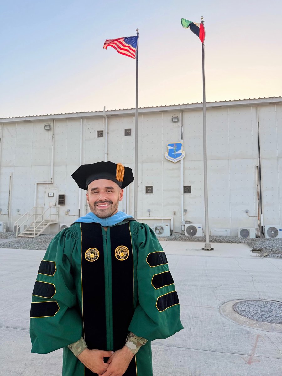 NJCUEdTech's tweet photo. Excited for tonight’s hooding and cording ceremony! Taking a moment to mention one of our EdD grads, Dr. Randy Narvaez-Ruiz, who is a reservist currently deployed and will be tuning in tonight from overseas! Congrats, and thanks for your service! #NJCU #NJCUEdTech #NJCUniversity https://t.co/pnudYOPyjw