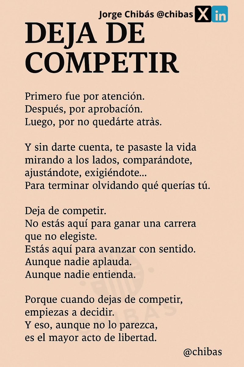 chibas's tweet photo. Deja de competir 🧠 https://t.co/8OWduP1SFE