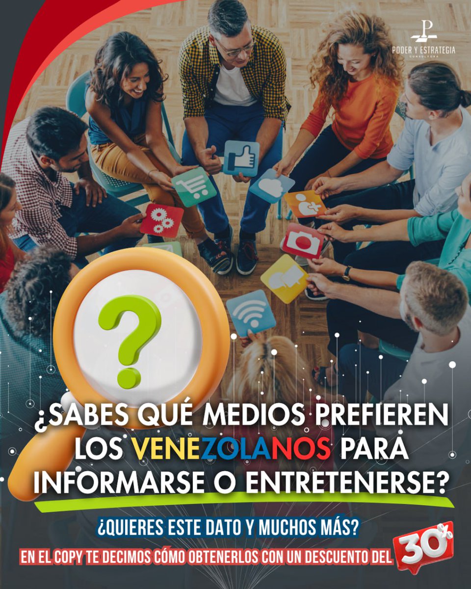 podertactica's tweet image. ¿Qué medios utiliza el venezolano para informarse o entretenerse?
Conocer esa respuesta puede ayudarte a tomar mejores decisiones de comunicación, inversión publicitaria, posicionamiento de marca y contenido.