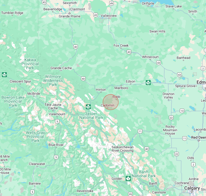 This is an Alberta Emergency Alert. Yellowhead County has issued a Wildfire Alert. 

This alert is in effect for Robb and Mercoal.

There is a wildfire 6 km west of Mercoal, 16 km southwest of Robb. The fire is burning to the north-north-east.

Residents in the area should