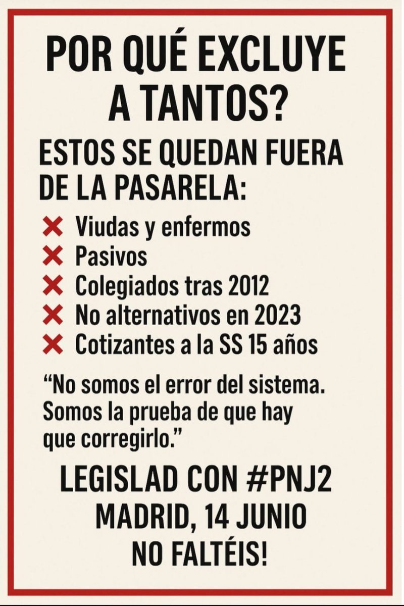 Somosaboga36675's tweet photo. Desigualdad histórica es la del colectivo de abogados y procuradores mutualistas. Pequeños autónomos sin los derechos de los autónomos.
Por eso #YoVoy14JunioMadridJ2 
#Pasarela1x1AlRetaParaTodos 
#AdhesiónPropuestaJ2 https://t.co/sOuTxXMlvm