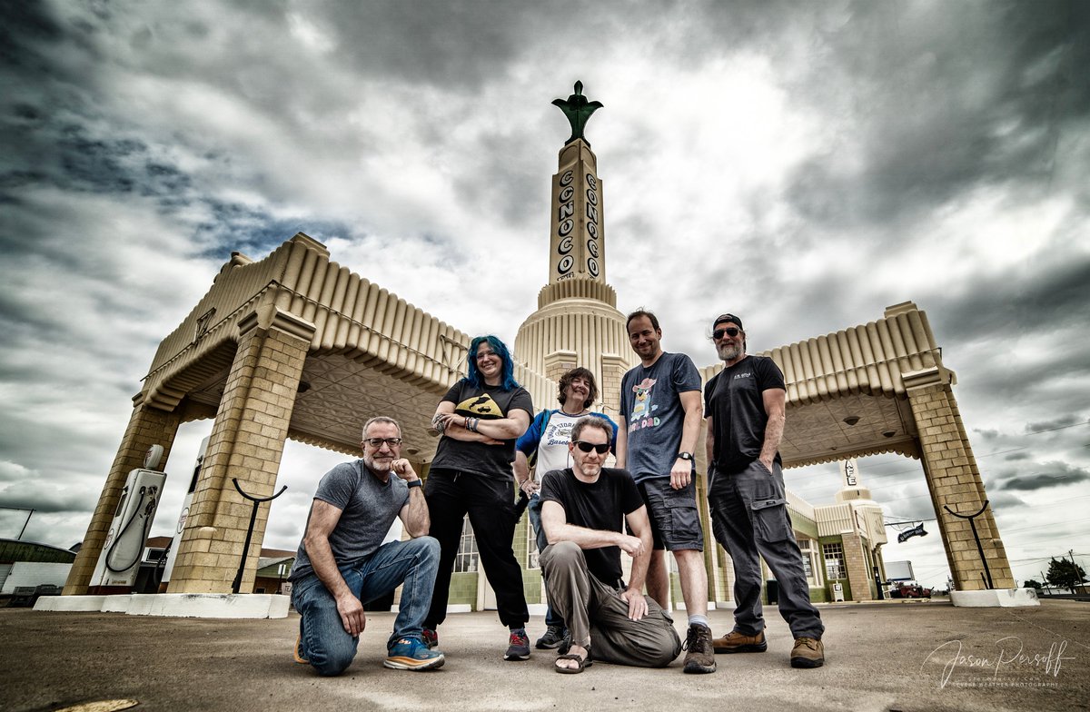 Loved doing the "album cover" by the storm the other day, so my chase crew and I thought we'd drop another pose at the U-Drop Inn in Shamrock, TX, the other day. <a href="/scottmcpartland/">Scott McPartland</a> <a href="/AletheaKontis/">Alethea Kontis 알리티아</a> <a href="/ChrisKridler/">Chris Kridler</a> <a href="/facethewind_com/">Dave Lewison</a>